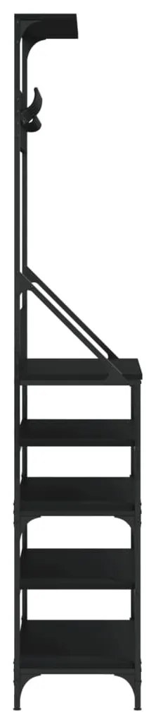 fekete ruhafogas cipőpolccal 90x34x184 cm