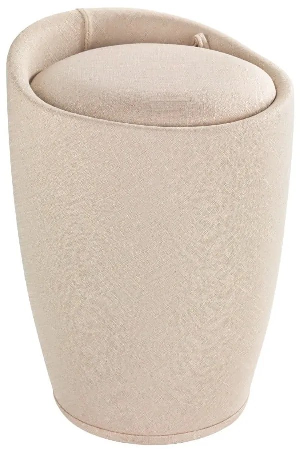 Linen Look bézs szennyestartó kosár és ülőke egyben - Wenko