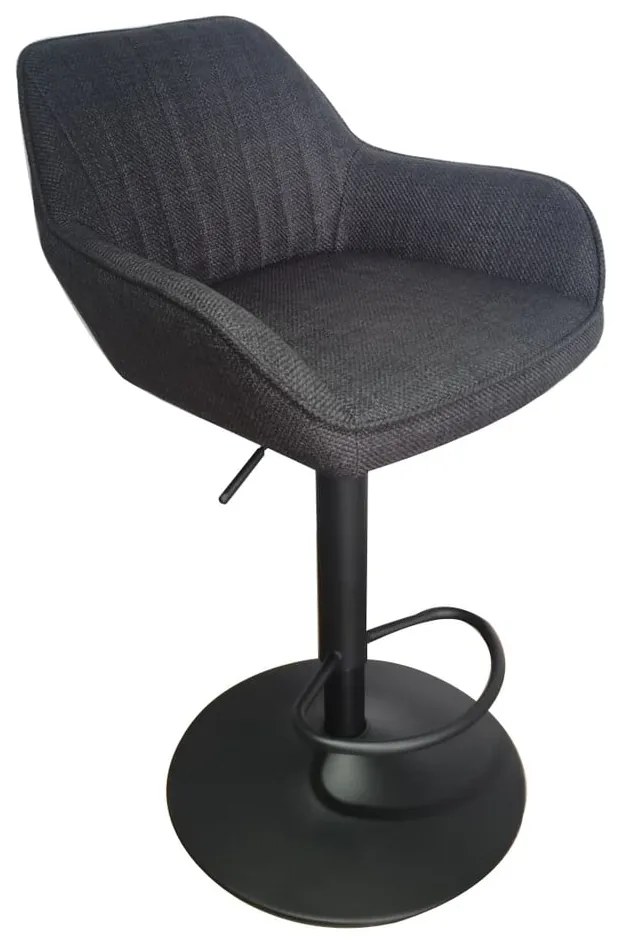 Sötétszürke kárpitozott állítható magasságú-karfás bárszék (ülésmagasság 65 cm) Nolan – Unique Furniture