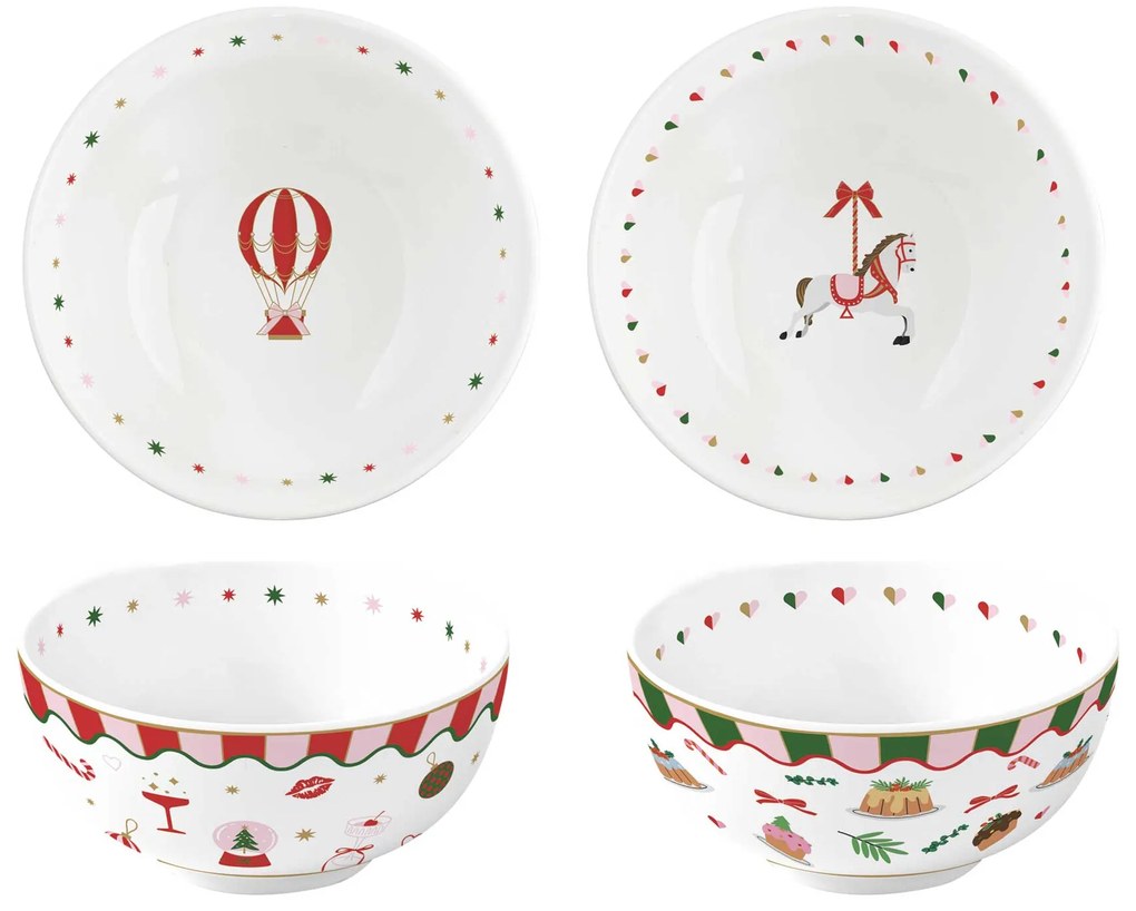 Karácsonyi Porcelán tálka 2 db szett 15 cm díszdobozban Christmas Twist