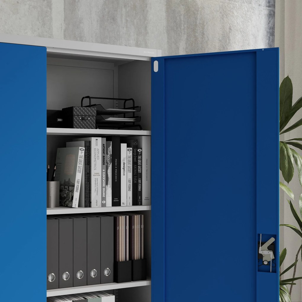 Fém iratszekrény JAN II, 1150 x 185 x 400 mm, szürke-kék