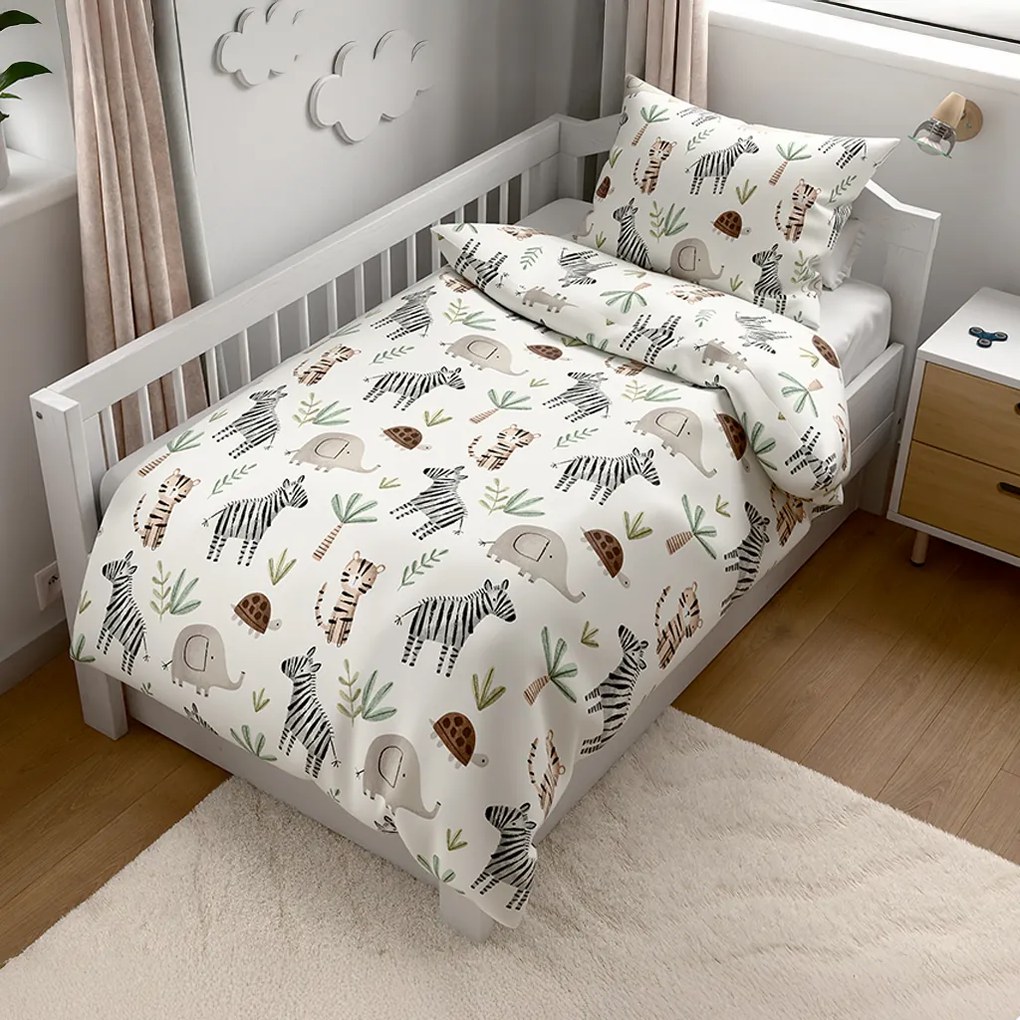 Krepp ágynemű kiságyhoz Renforcé JUNGARI krémszínű Ágyneműhuzat mérete: 45 x 65 cm | 90 x 140 cm