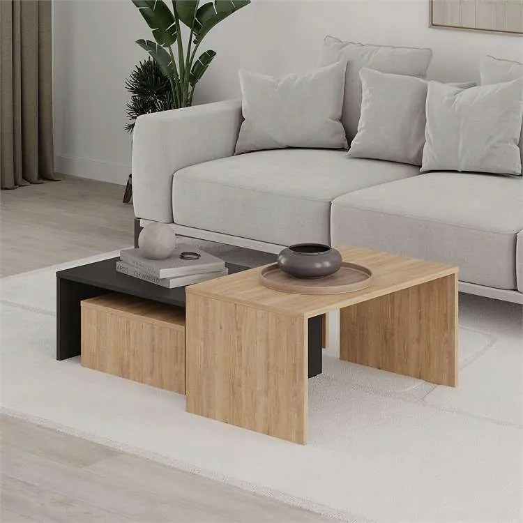 Houseland Kanta dohányzóasztal, zafír tölgy/fekete