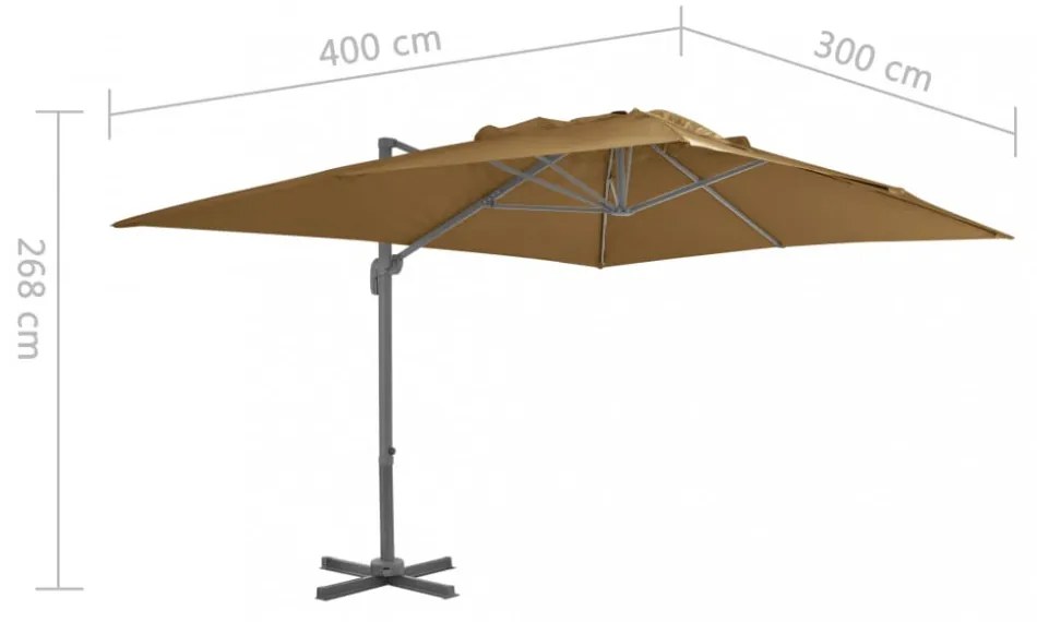 tópszínű konzolos kerti napernyő alumíniumrúddal 400 x 300 cm