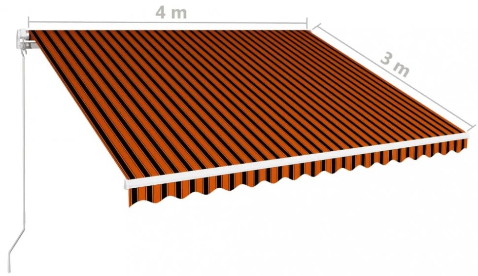 narancssárga és barna kézzel kihúzható napellenző 400 x 300 cm