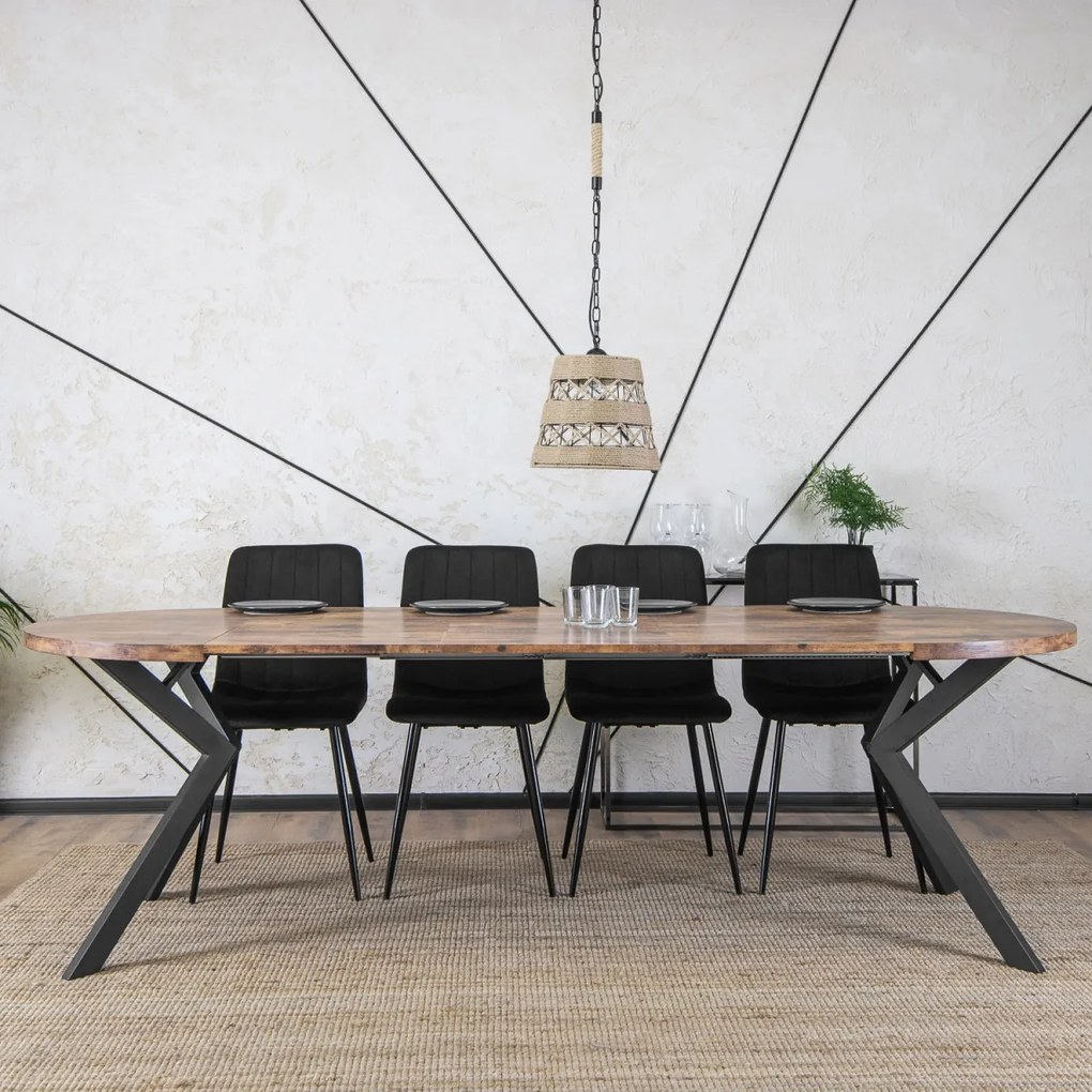 Stół LUKAS Rozkładany 100-250 cm Dąb Rustykalny/Czarny