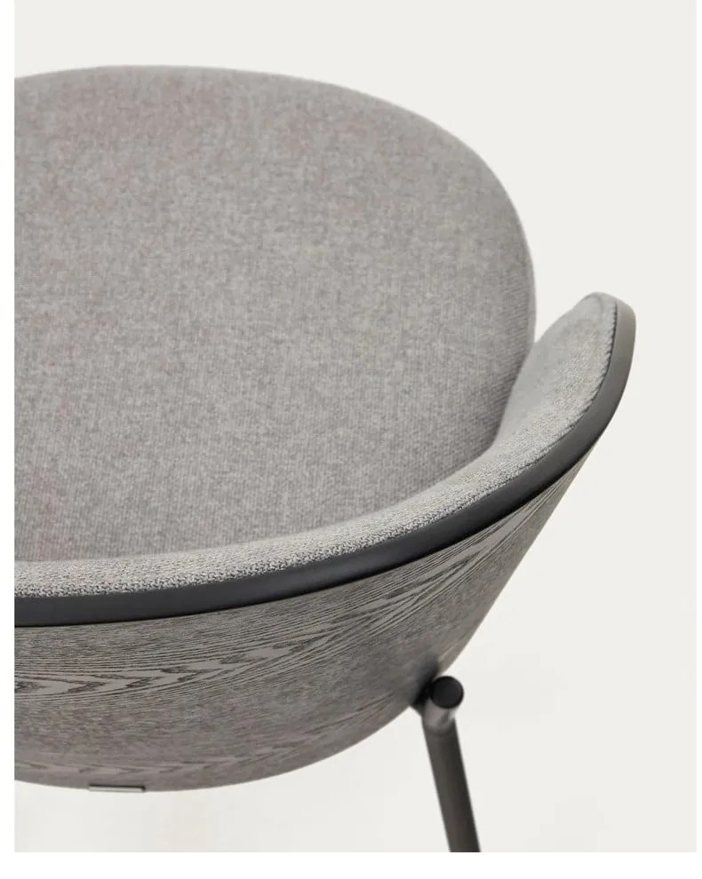 Fekete-szürke kárpitozott étkezőfotel Eamy – Kave Home