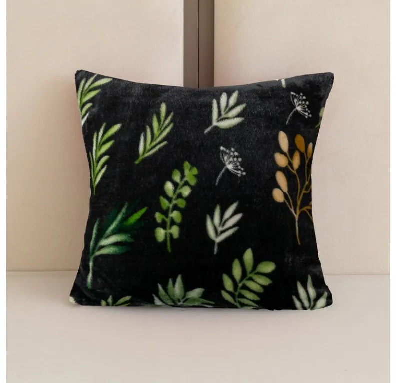 Mikroplüss párnahuzat ZELNOIR 45x45 cm, fekete