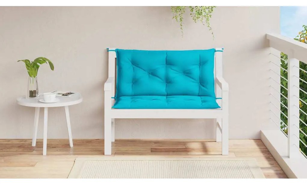 2 db türkizkék szövet kerti padpárna 100 x 50 x 7 cm
