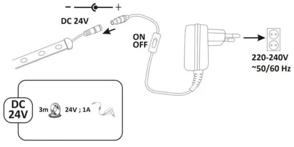 LED kültéri szalag 3m LED/23W/24V/230V 4000K IP65