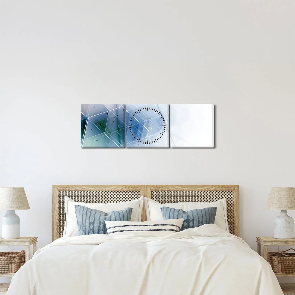 Kép - Geometriai formák (órával) (90x30 cm)