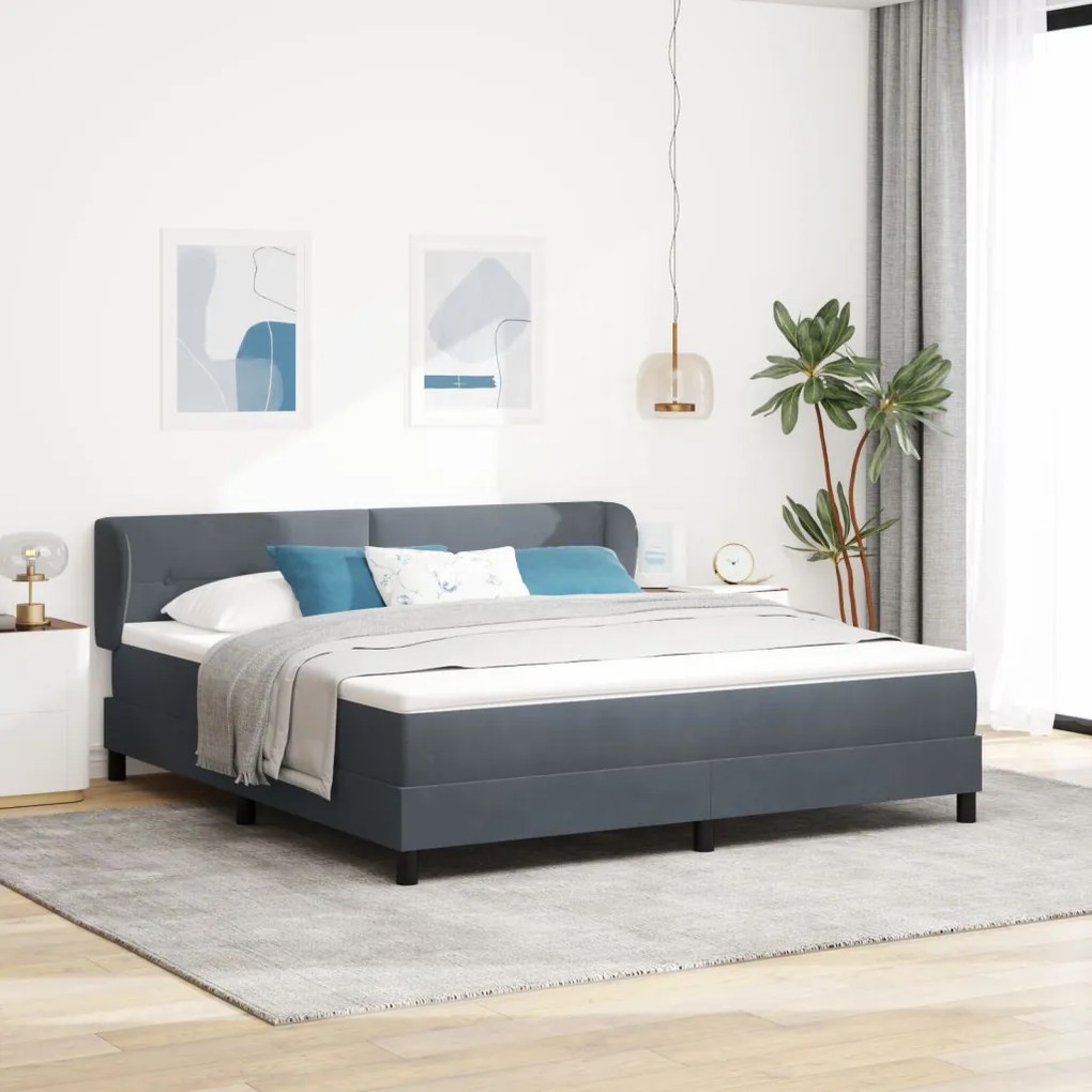 vidaXL Boxspring Ágy Matrac Sötétszürke 180x200 cm Bársony