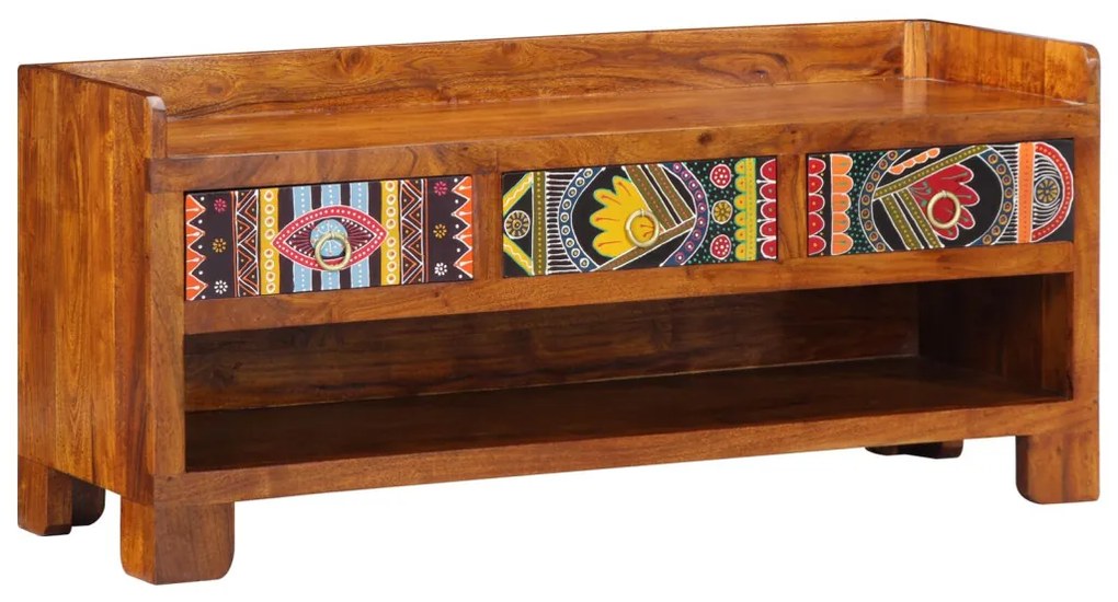 Cipőpad 100x35x45 cm Tömör akác fából