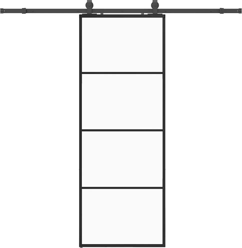 vidaXL fekete ESG üveg tolóajtó fémszerelvény-szettel 76x205 cm