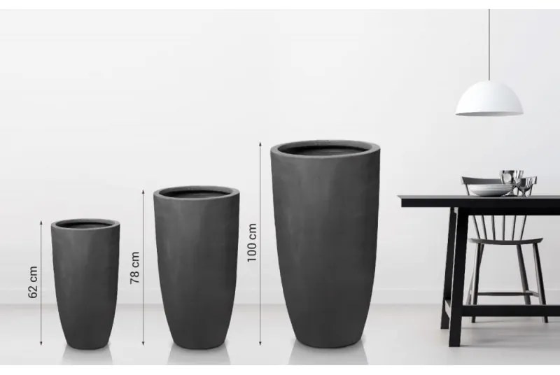 PX Henger Alakú Beton hatású Kaspó - antracit