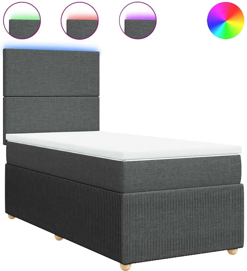vidaXL sötétszürke szövet rugós ágy matraccal 80 x 200 cm