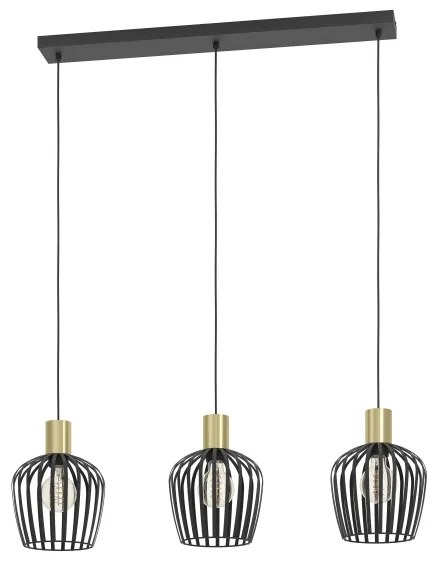 Eglo 901037 - Csillár zsinóron EMPOLI 3xE27/40W/230V fekete/arany