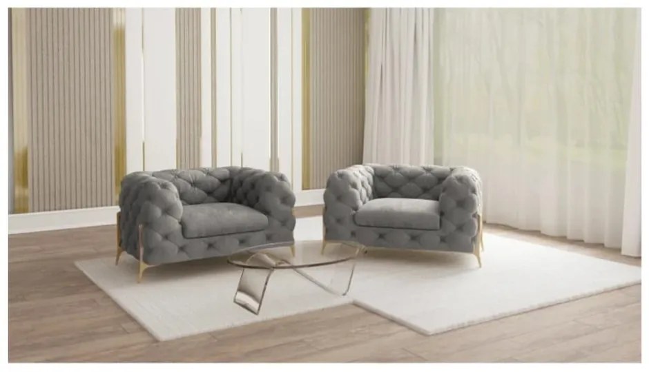 Szürke bársony fotel Chelsea Bis – Ropez