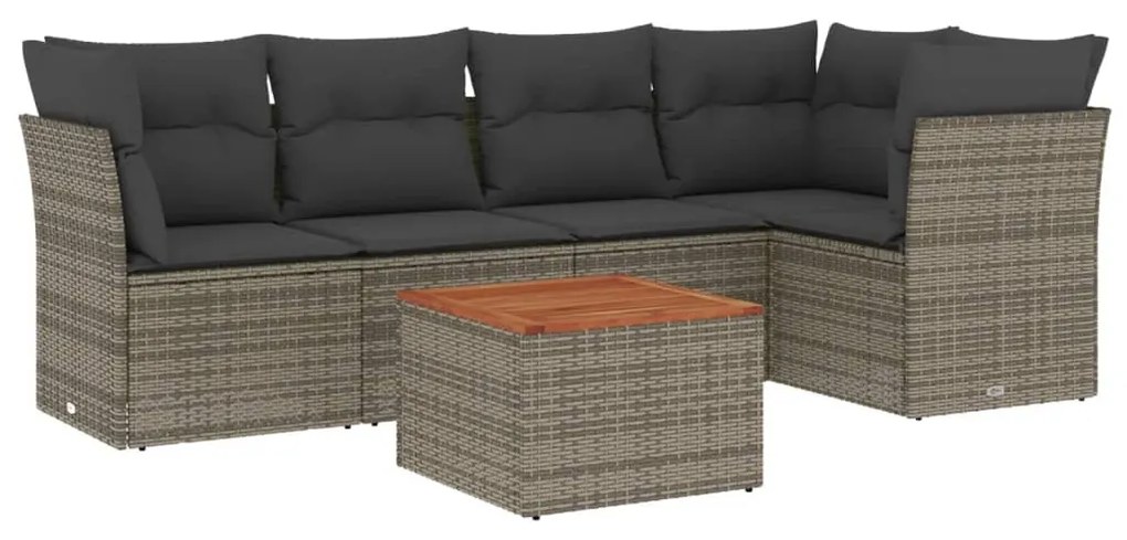 6 részes szürke polyrattan kerti ülőgarnitúra párnákkal