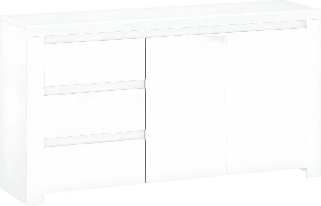 Komód 2D3S, fehér fényes, LINDY