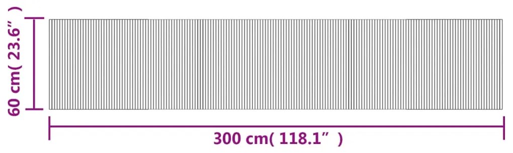 négyszögletű világos természetes bambusz szőnyeg 60 x 300 cm