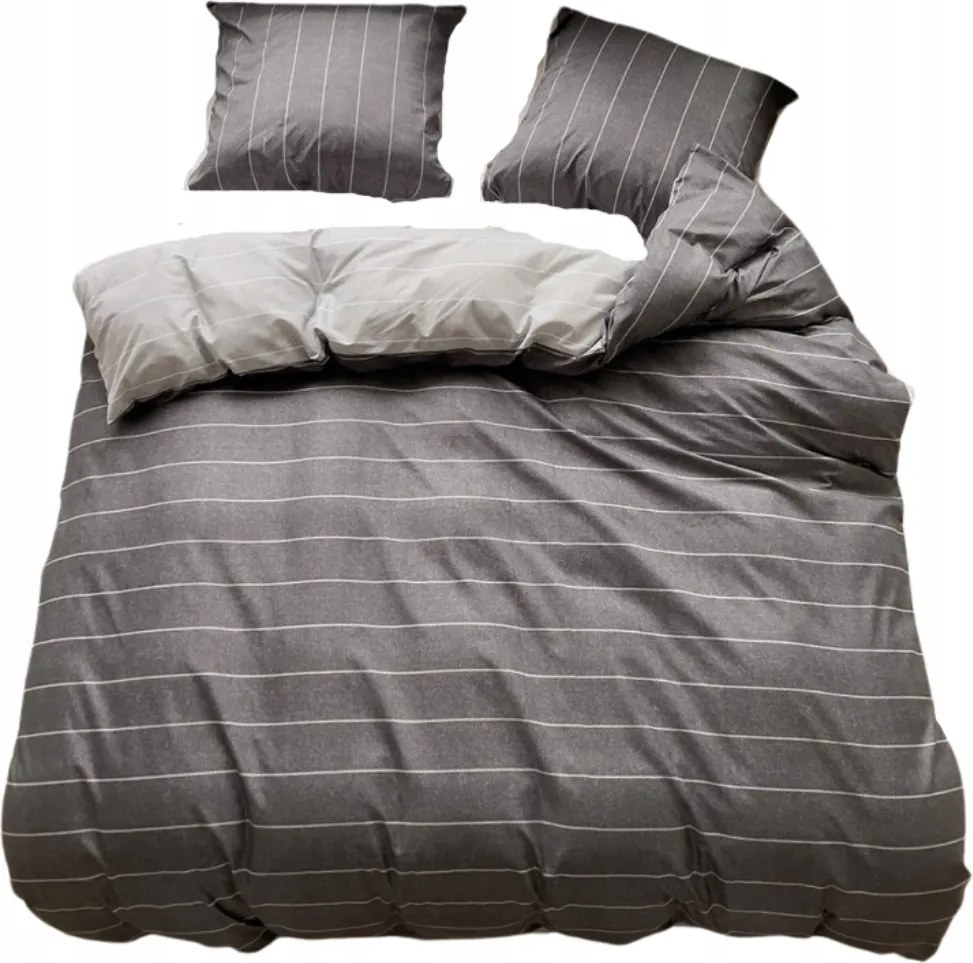 Ágyneműhuzat 200x220 Kétoldalas Pamut Szatén GierekHoff Szett 3 részes Sz/csíkos