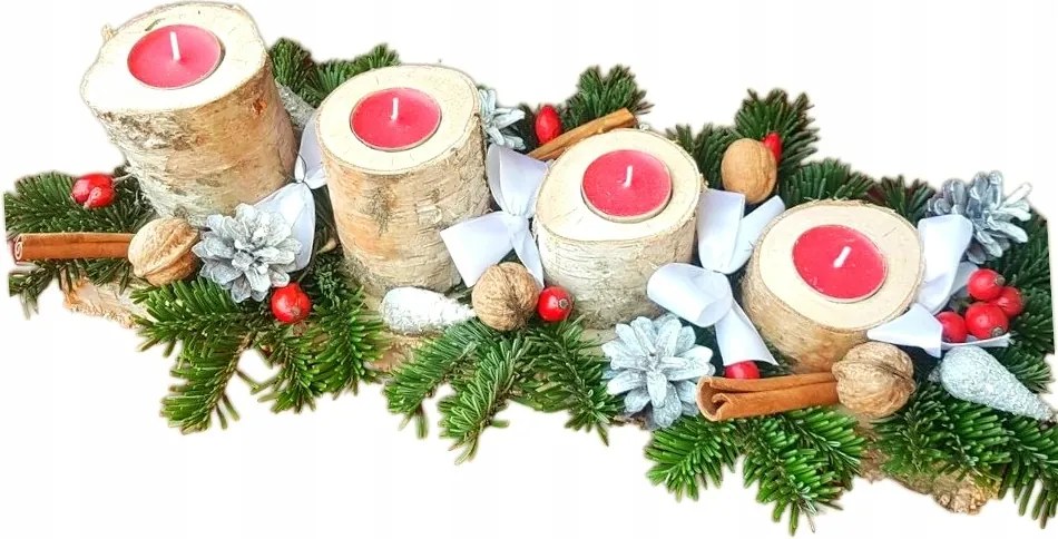 Adventi koszorú fehérben, karácsonyi asztaldísz [BN-S6]