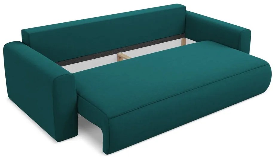 Türkiz bársony kinyitható-tárolóhelyes kanapé 238 cm Kapua – Makamii