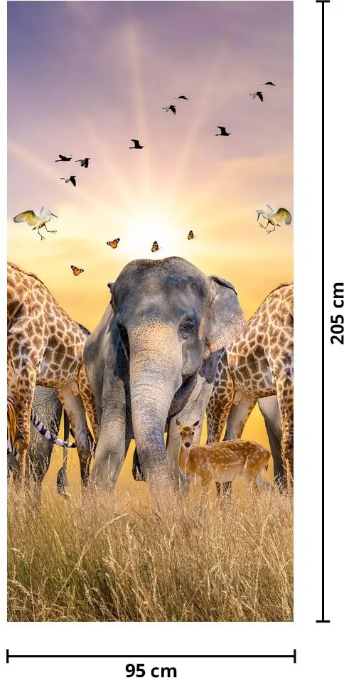 Fotótapéta ajtóra - afrikai állatok (95x205cm)
