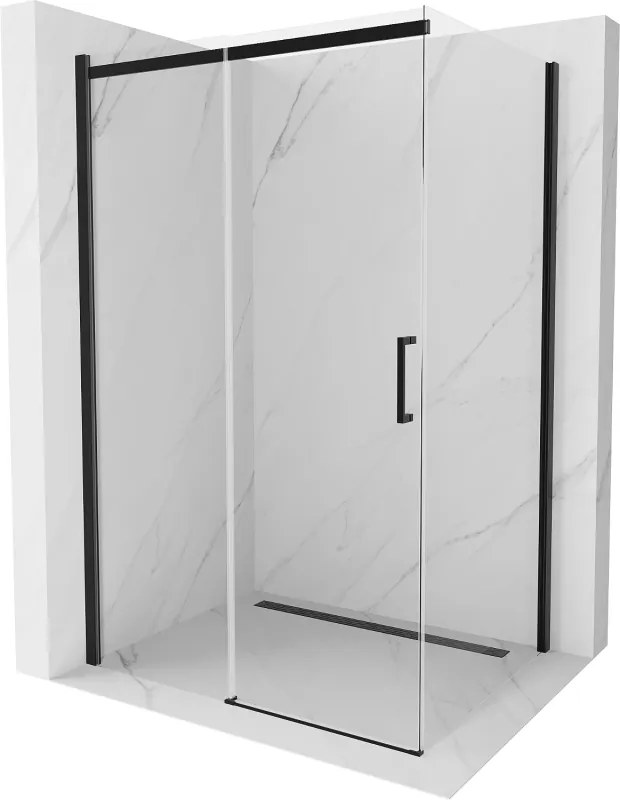 Mexen Omega 120 x 80 cm-es toló zuhanykabin, átlátszó, fekete - 825-120-080-70-00