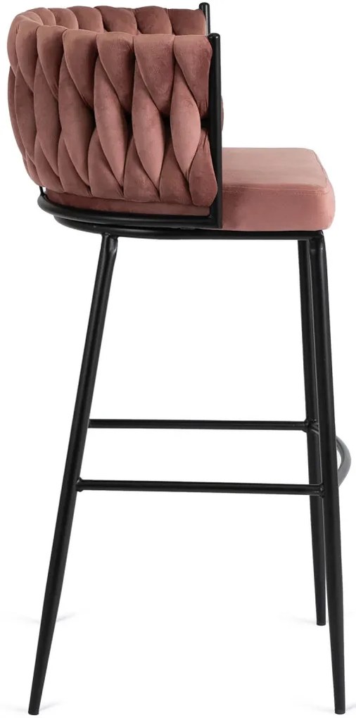 Elegáns Bárszék Rózsaszín Bársony Kárpittal. FLORES