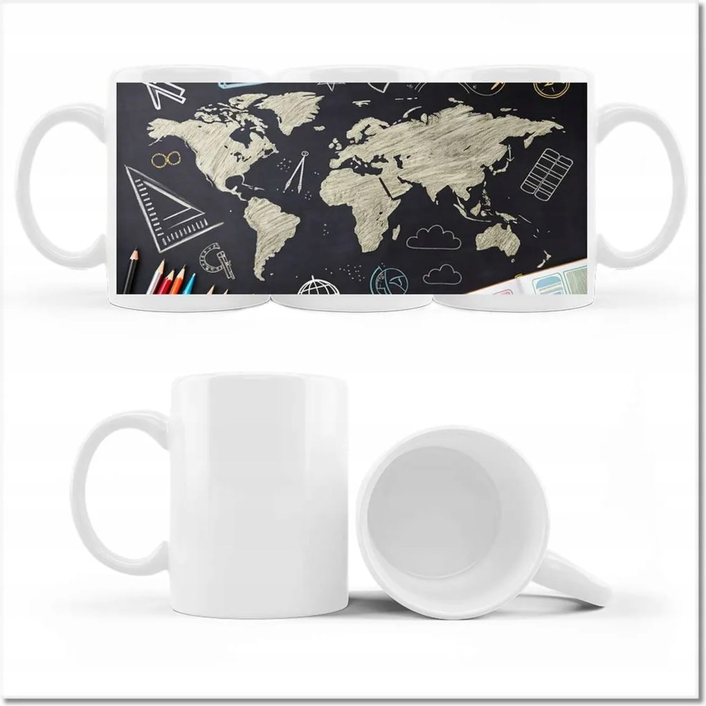 Nyomott mintás bögre Iskolai motívum Földrajz