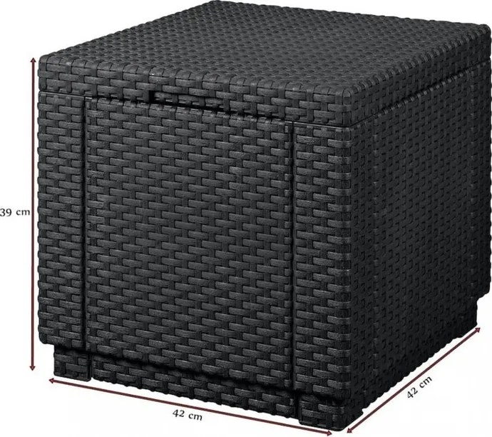 Ice Cube multifunkciós tároló, asztal és puff, grafit színben