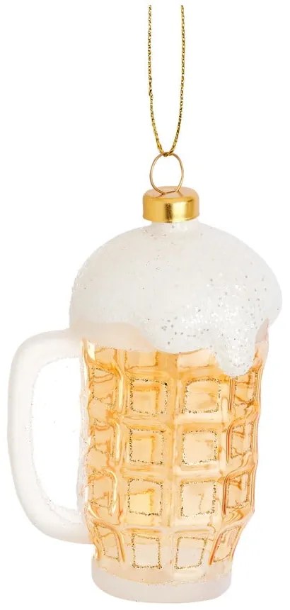 Üveg kézzel készített karácsonyfadísz 9,5 cm Frothy Beer – Sass & Belle