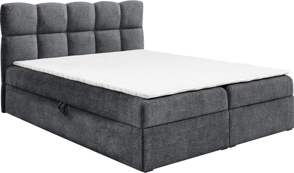 Boxspring ágy, 200x200, sötétszürke, NEGRY