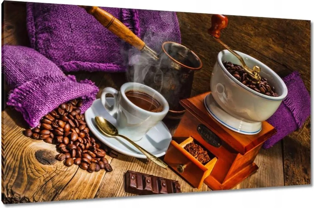 Vászonkép 120x70 Lila kávés zsákok