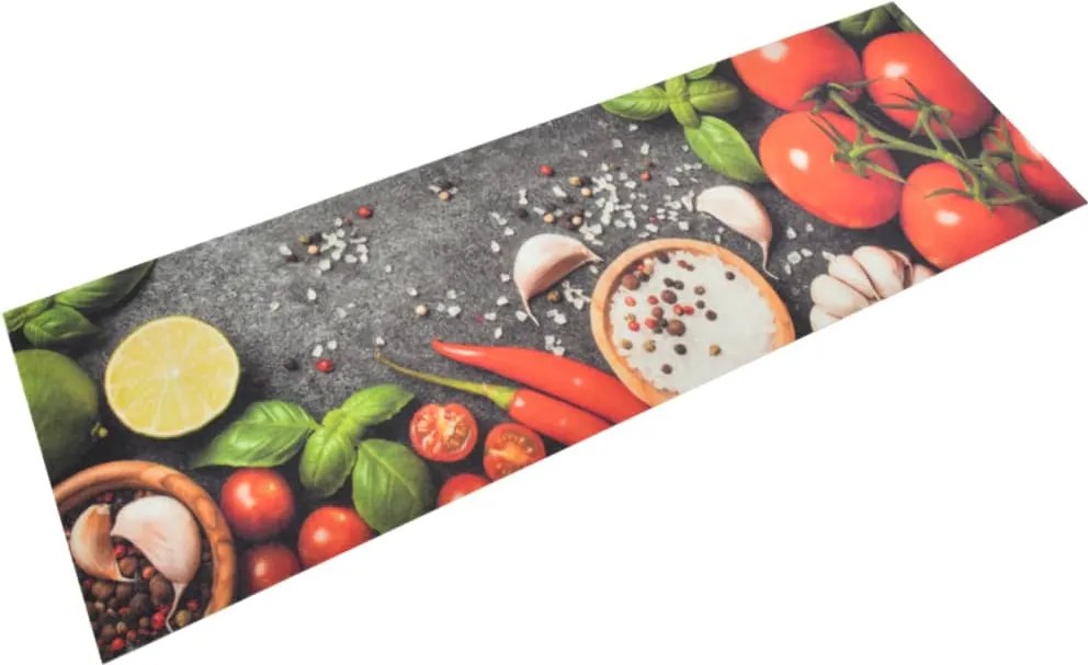 vidaXL mosható zöldségmintás bársony konyhai szőnyeg 60x180 cm