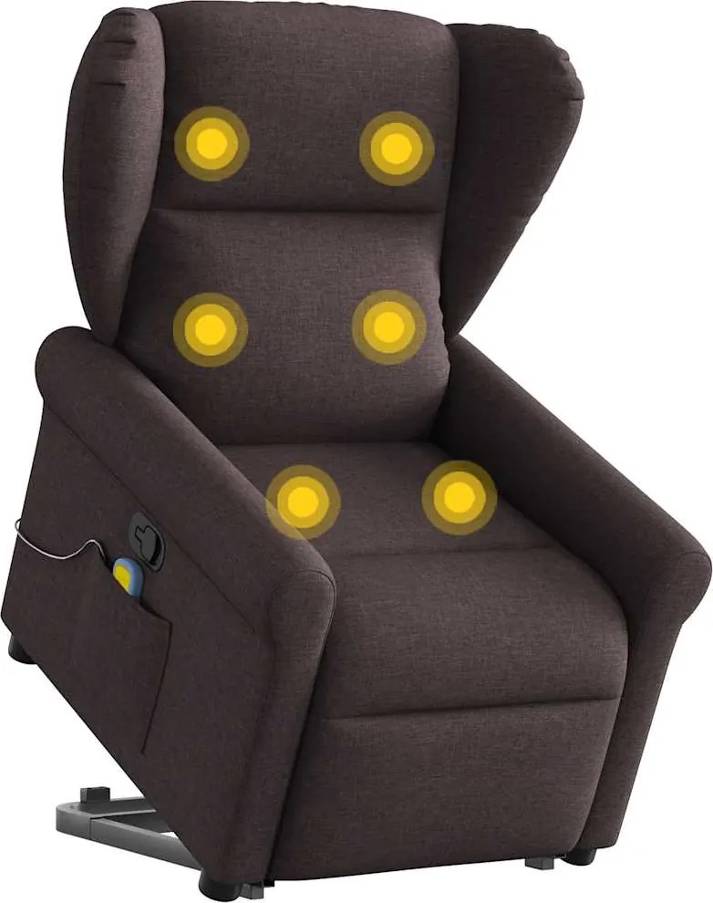 vidaXL sötétbarna szövet dönthető masszázs- és állófotel