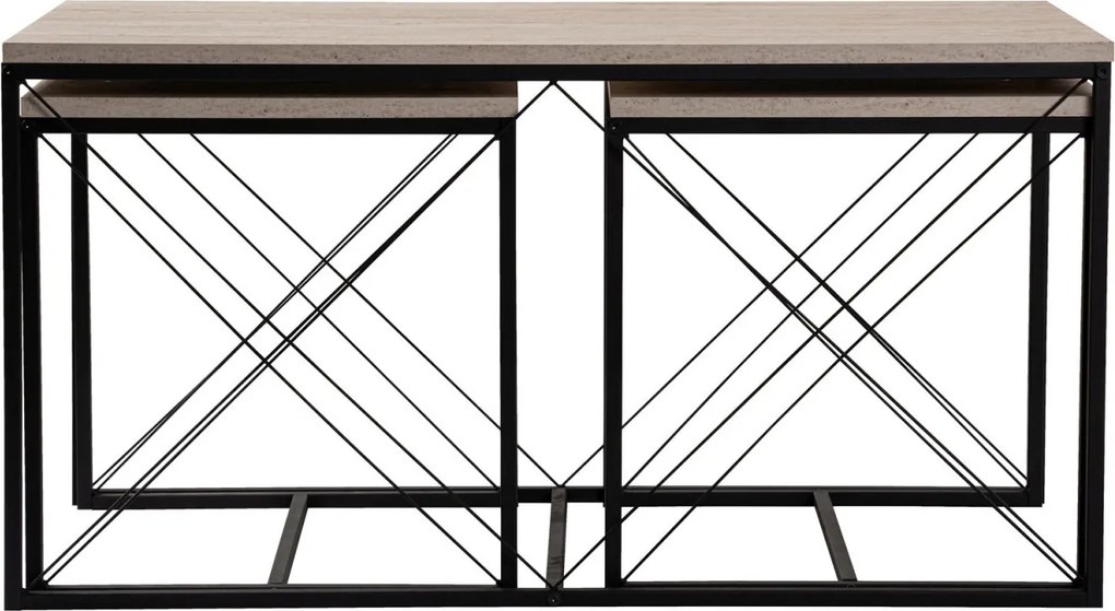 Defne dohányzóasztal, fekete-travertin, 100 cm