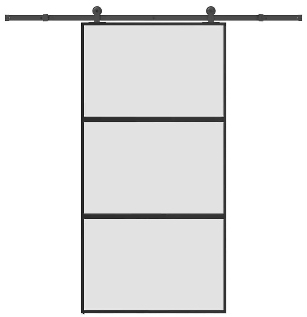 Tolóajtó vasalatokkal 102,5x205 cm edzett üveg&amp;Alumínium