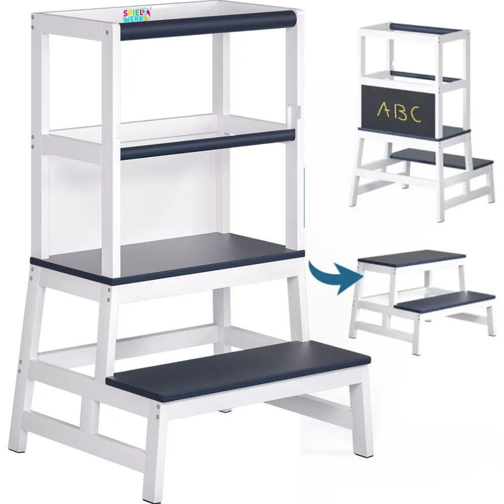 Spielwerk PLAY tanulótorony fenyőfa, 93x56x49cm, fehér/antracit