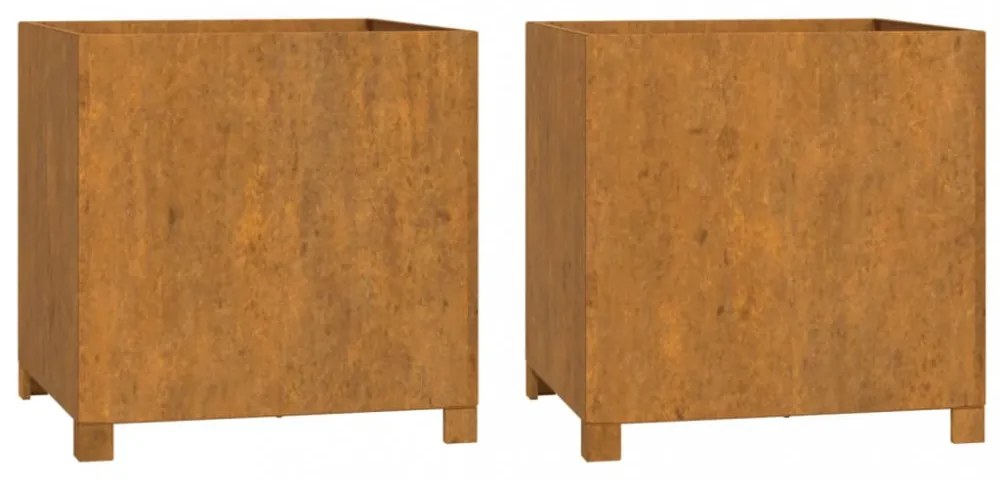 2 db rozsda színű corten acél növénytartó lábbal 49x47x50 cm