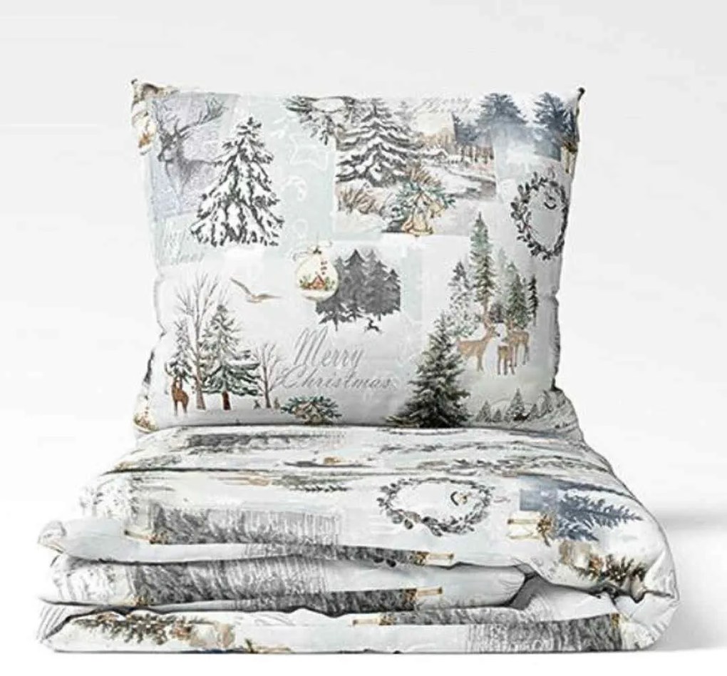 Karácsonyi erdő pamut ágyneműhuzat TiaHome - 1x Párna 90x70cm, 1x Paplan 140x200cm
