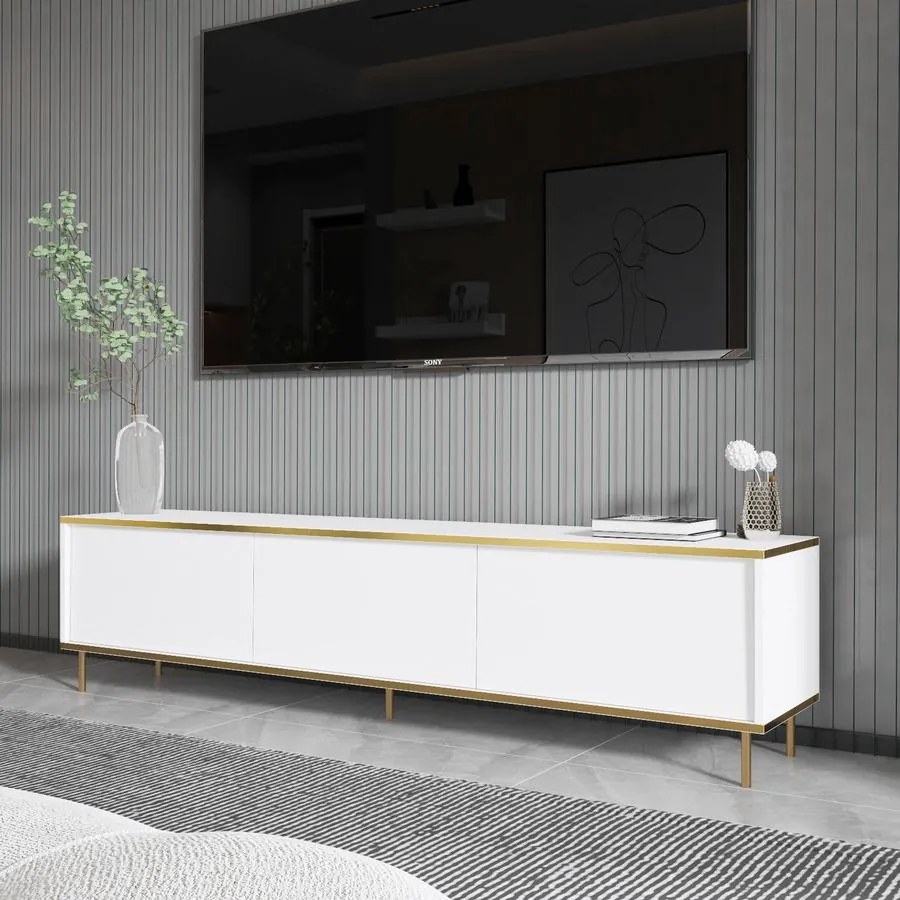 TV szekrény Imaj - White, Gold