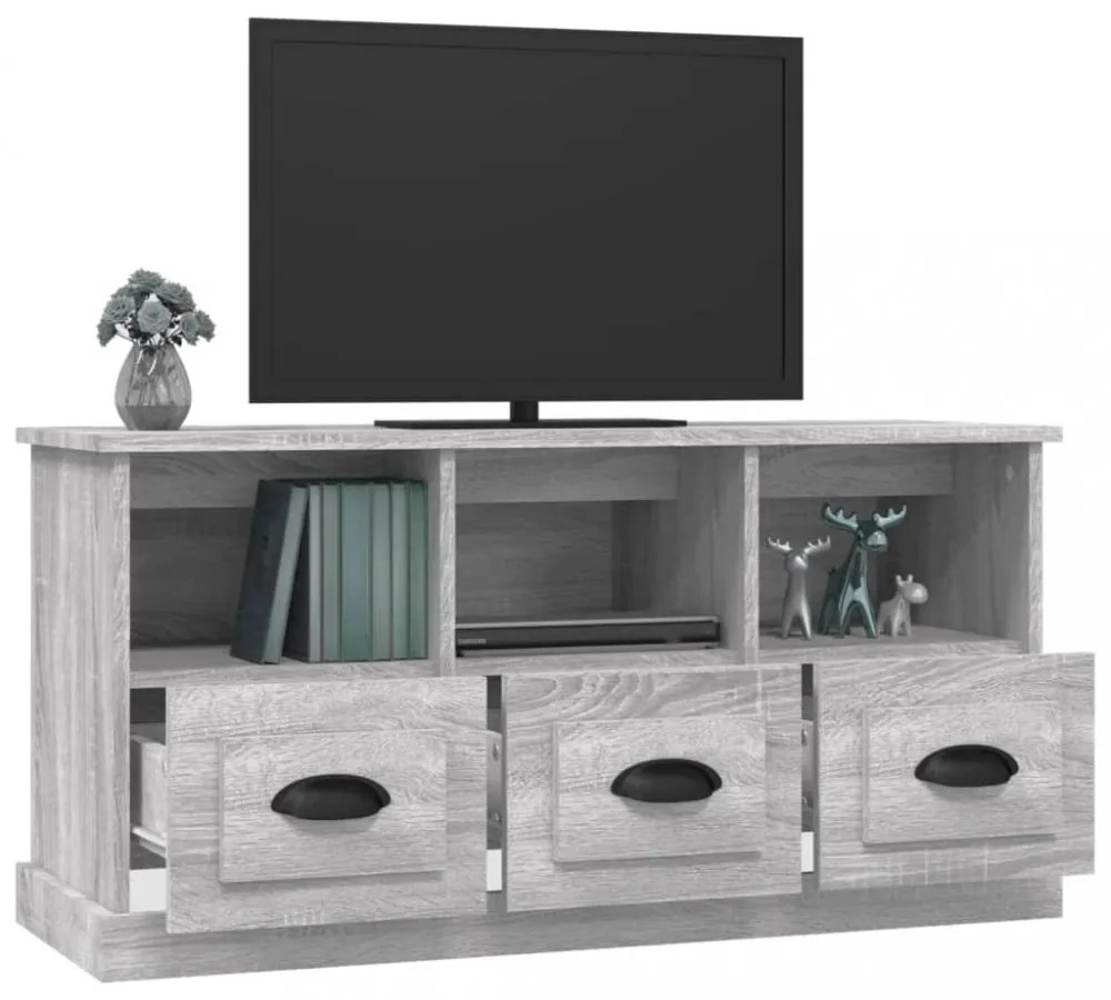 szürke sonoma színű szerelt fa TV-szekrény 100x35x50 cm