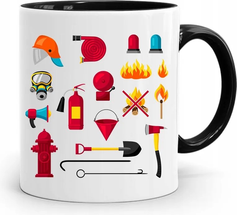 Bögre Fekete Ajándék Tűzoltónak Az Én Arzenálom fényképes nyomtatással