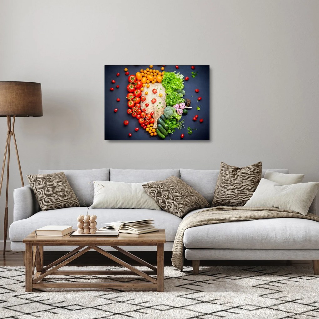 Kép - Zöldséggel teli asztal (üvegen) (70x50 cm)