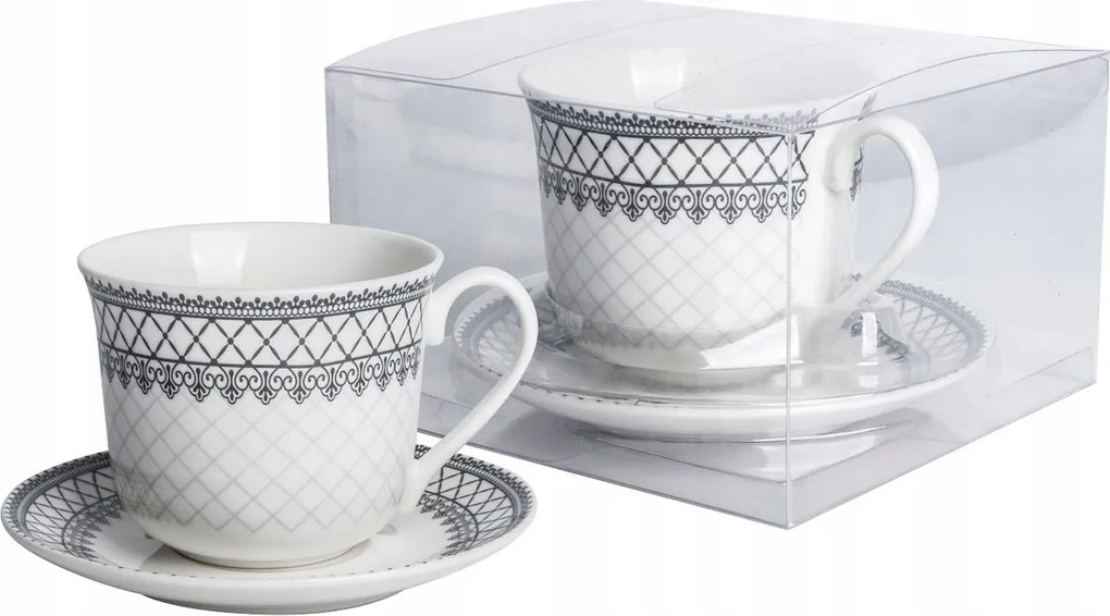 Csésze csészealj Livello klasszikus mintával díszített elegáns 400ml ajándék