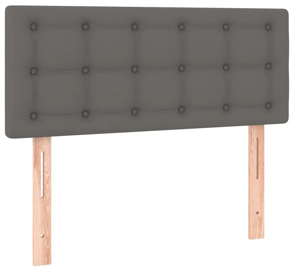 szürke műbőr rugós ágy matraccal 100 x 200 cm