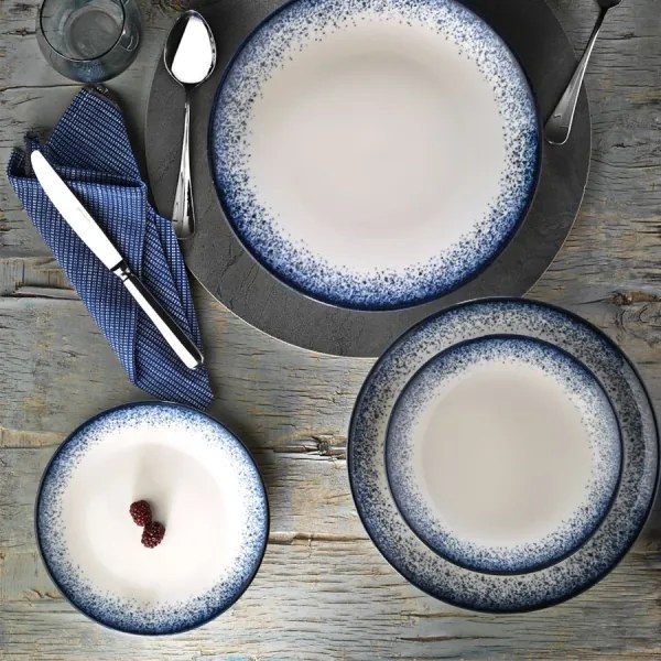 24 részes étkészlet fehér/kék/porcelán